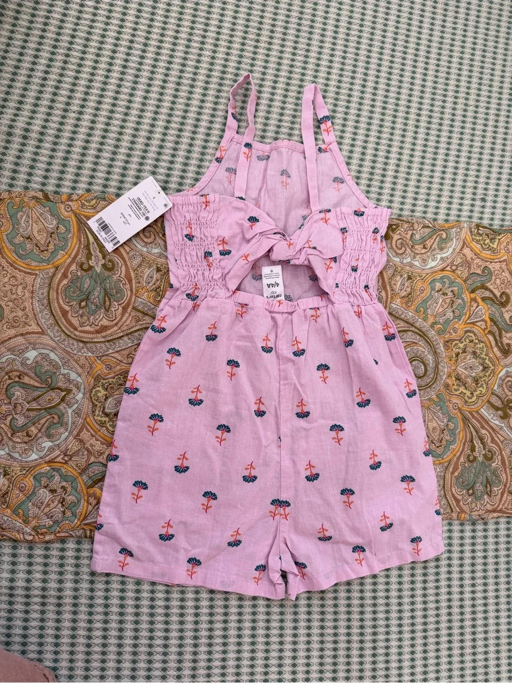 New Carter’s Toddler Girl Romper 4T Boho Pink Floral New with tags